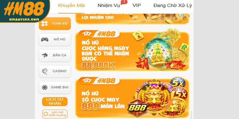 Khuyến mãi HM88 là chính sách thưởng nhà cái tri ân người chơi